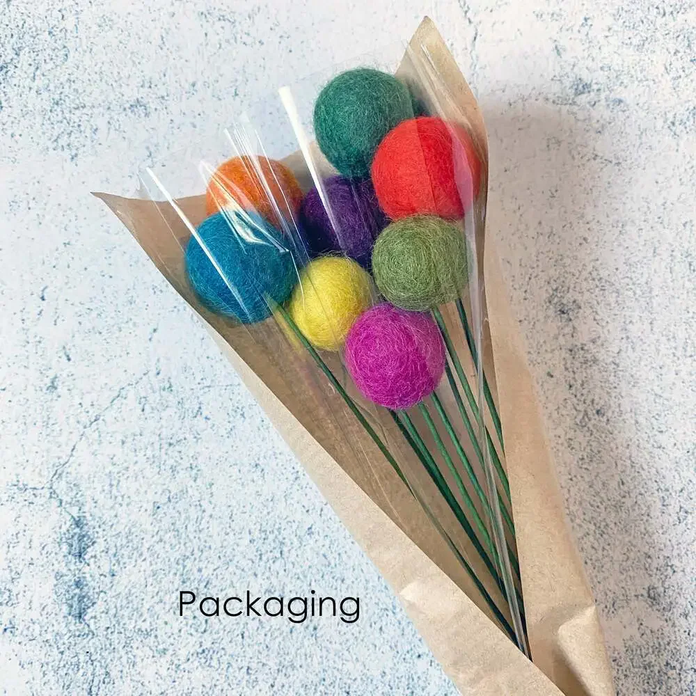 Set of 6 Felt Heart Ball Bouquet Passion for Purple